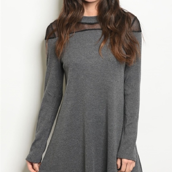 Last 1 ❤ Charcoal Ribbed Dress - Picture 4 of 6